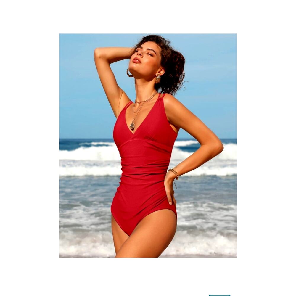 Charmo Tummy Control Red One Piece Swimsuit Size M